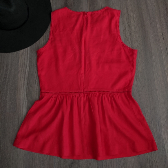 Madewell Red Silk Verdana Peplum Blouse XS - Picture 3 of 10